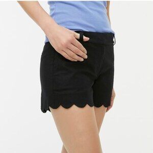 J. Crew Black Linen Scalloped Hem 4” Shorts NWT - Size 10 - Black